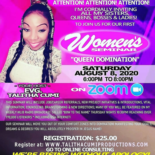 Women’s Seminar “Queen Domination” hosted by Evg. Talitha Cumi – The ...